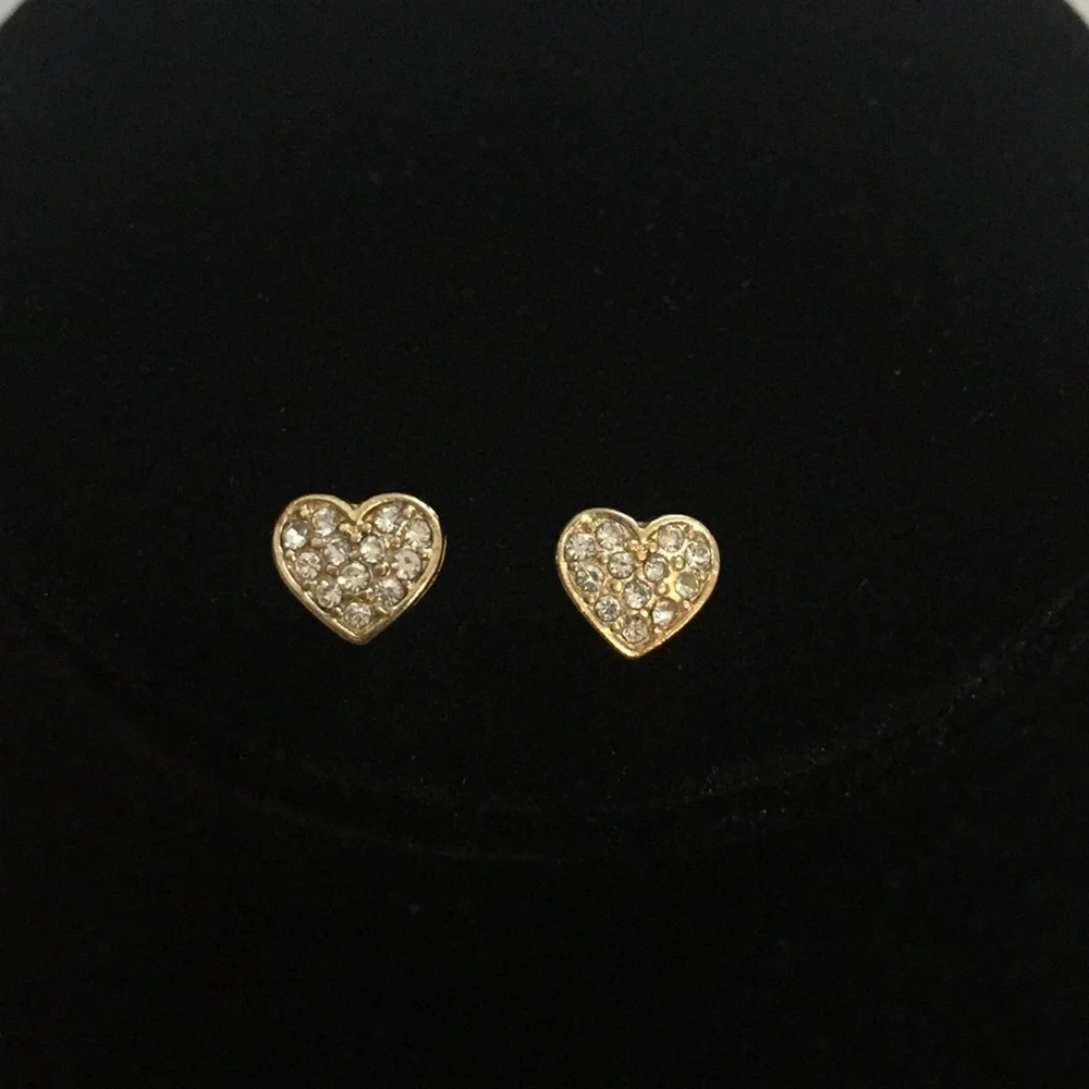 Gold Heart Earrings Small Dainty Feminine Girly